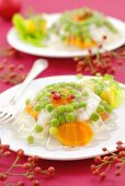 Fish, peas and carrots in aspic (Christmas)