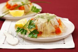 Chicken and carrots in aspic