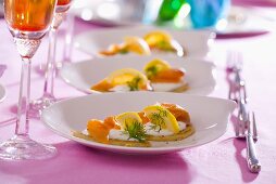 Blinis with crème fraîche and salmon