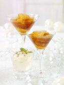 Caramelised oranges with cream for Christmas