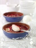 Panna cotta with raspberries for Christmas