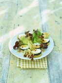 Mixed leaf salad with potatoes and goat's cheese