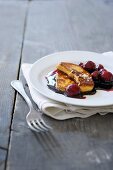 Fried foie gras with cherry compote