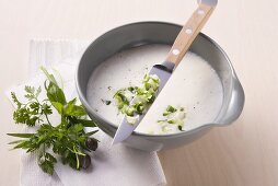 Sour cream sauce with herbs