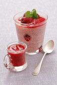 Strawberry mousse with strawberry sauce