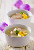 Zurek (Easter soup with boiled eggs and sausage, Poland)