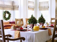 Table laid for Christmas brunch