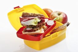 Salami and cheese sandwich for school packed lunch