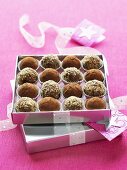 Chocolate truffles in a gift box
