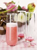 Rhubarb Bellini (sparkling wine cocktail) for Easter