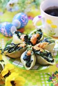 Pasta shells with spinach filling for Easter