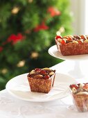 Mini Christmas cakes with dried fruit and nuts