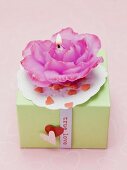 Rose candle on gift