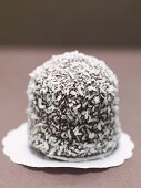 Chocolate teacake covered in grated coconut