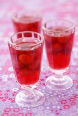 Strawberry compote in three glasses