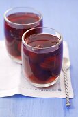 Plum compote in two glasses