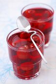 Cherry compote in two glasses