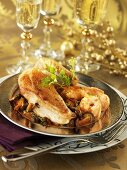 Chicken breast with prawn and mushroom sauce