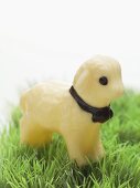 White chocolate Easter lamb in grass