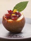 Pear with cranberries and orange zest