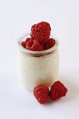 Natural yoghurt with raspberries