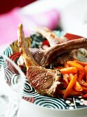 Fried lamb chops with carrots