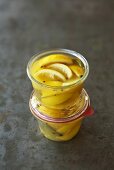 Pickled lemons in preserving jars