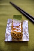 Millefeuille (puff pastry slice) with green tea