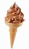 Soft chocolate ice cream in wafer cone