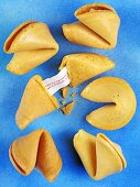 Fortune cookies on blue background