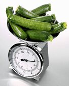 Courgettes on kitchen scales