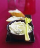 Celery with cheese dip