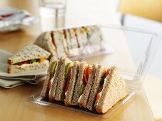 Shop-bought sandwiches in an office