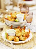 Battered prawns and wasabi mayonnaise for Christmas dinner