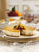 Cheesecake with dried fruits for Christmas dinner
