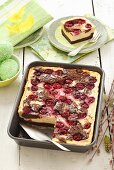 Tray-bake cheesecake with sour cherries