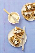 Baked baguette with oyster mushrooms and ricotta