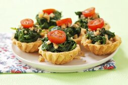 Spinach, walnut and tomato tartlets