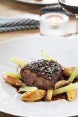 Goose breast confit with glazed apples