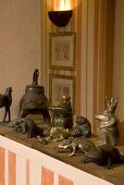 A collection of frog figurines