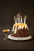Chocolate Bundt cake with candles