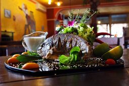 Grilled sea bass in Cuban restaurant Havana in Brno, Czech Republic