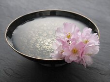 Almond flowers in a bowl