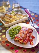 Cannelloni with tomatoes and rocket