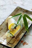 Vietnamese spring rolls with tofu and mango