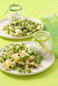 Couscous salad with courgette, peas and feta