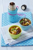 Vegetable soup with kidney beans, thermos