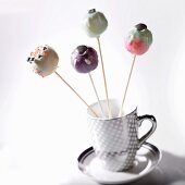 Cake pops in a tea cup
