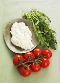 Burrata with rocket and tomatoes