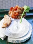 Marinated seafood with tomatoes and vodka